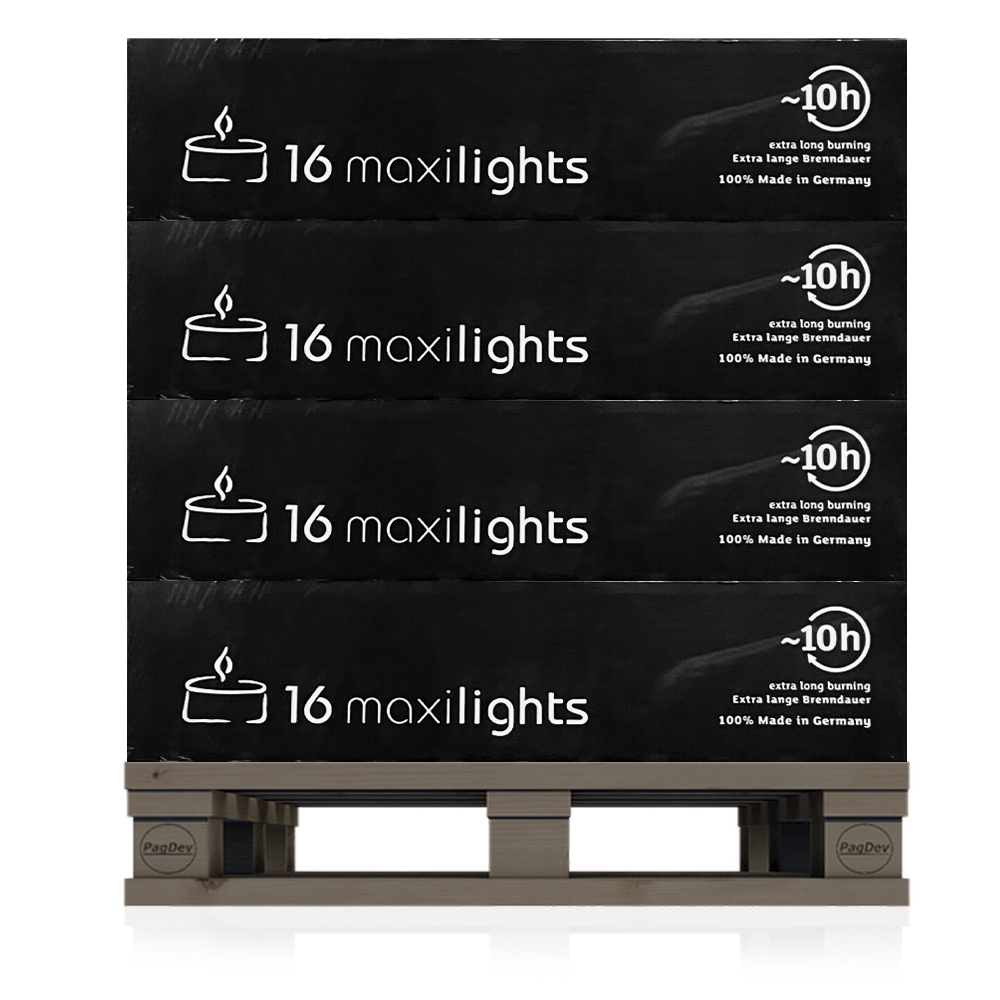Qult Farluce Maxilights - 1 Palette mit 540 Verp. a 16 Teelichter Natur Ø 56 x 27 mm