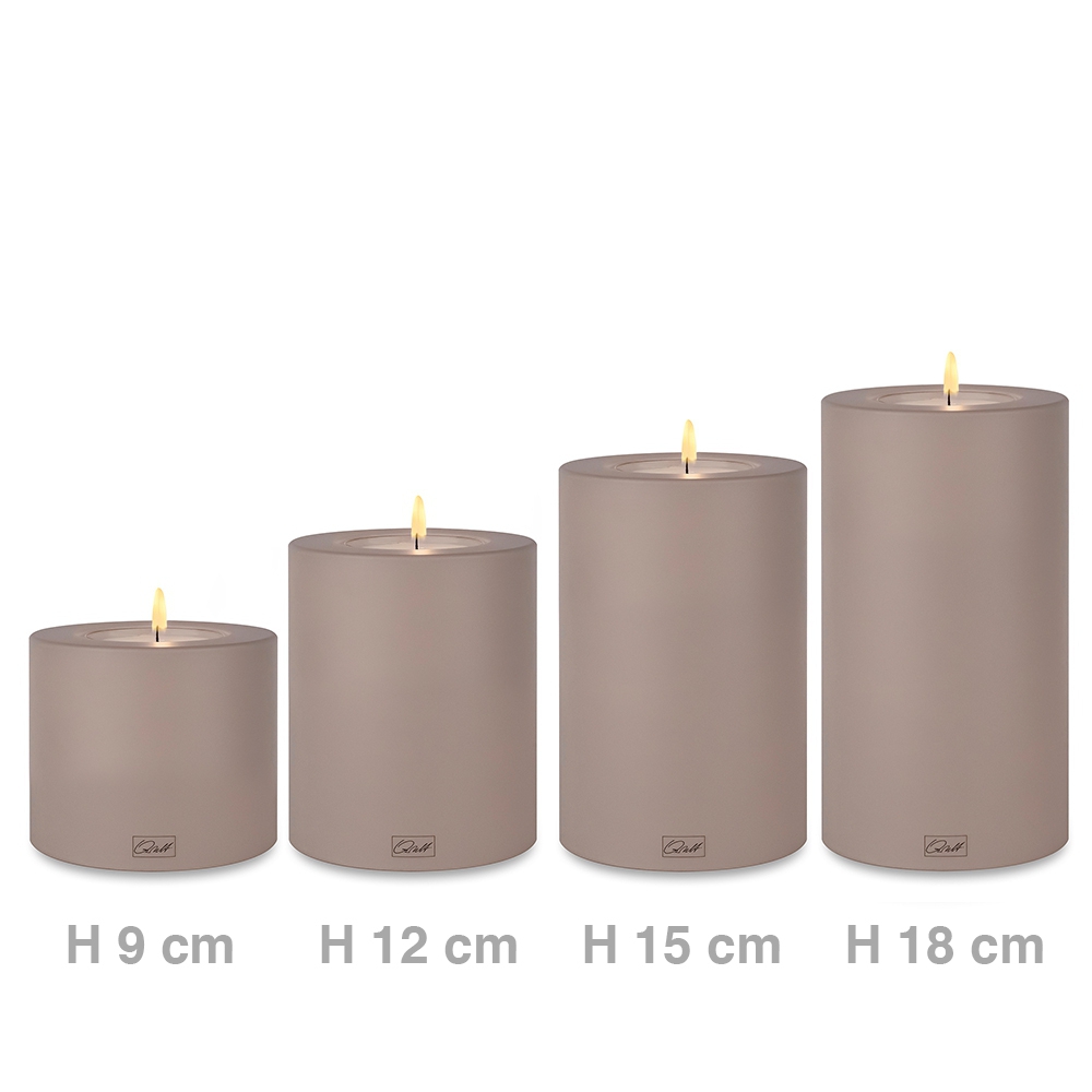 Qult Farluce Trend - Teelichthalter in Kerzenform - Taupe - Ø 8 cm H 9 + 12 + 15 + 18 cm - 4er Set