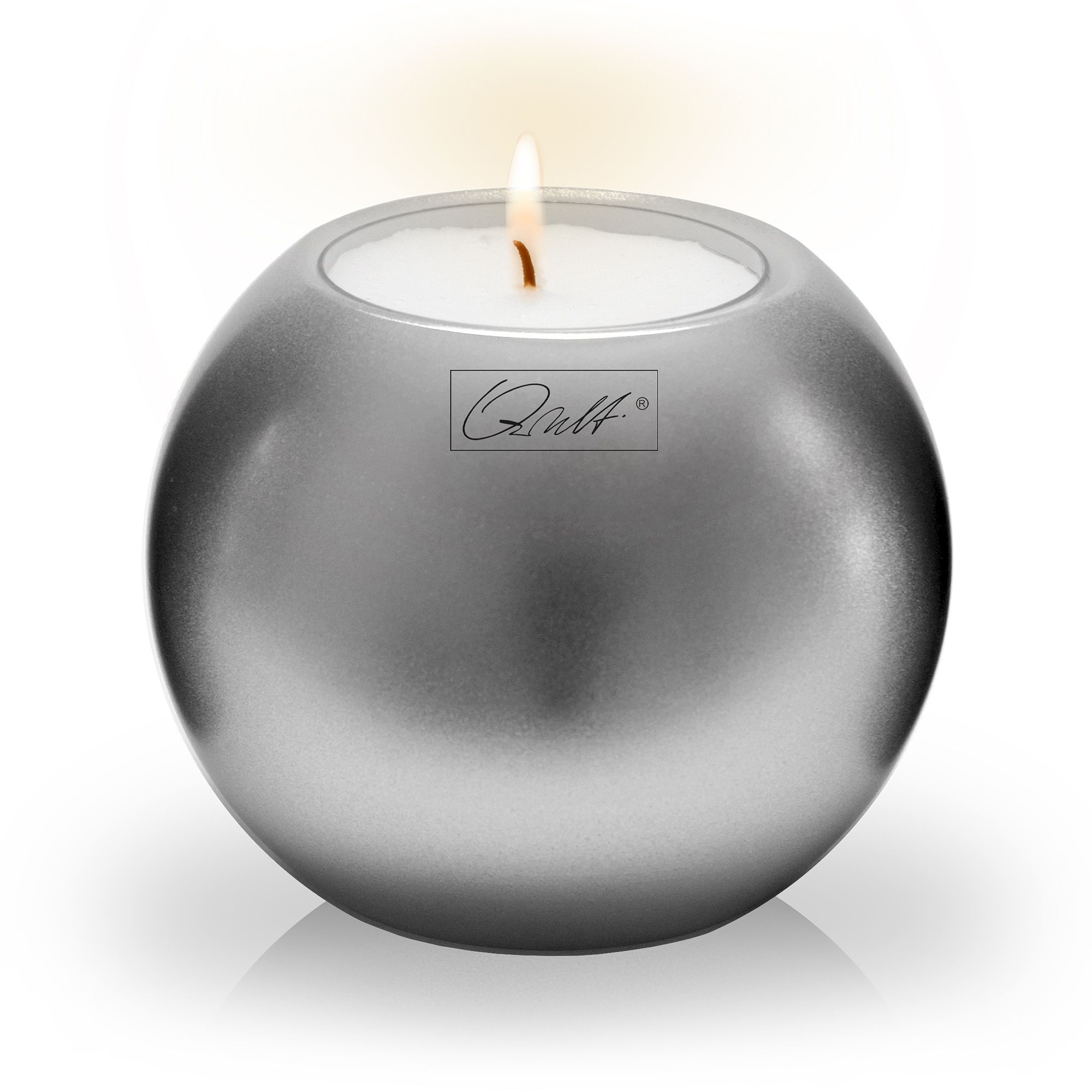 Qult Farluce Moon Metallic - Teelichthalter in Kerzenform Ø 12 cm - Silver