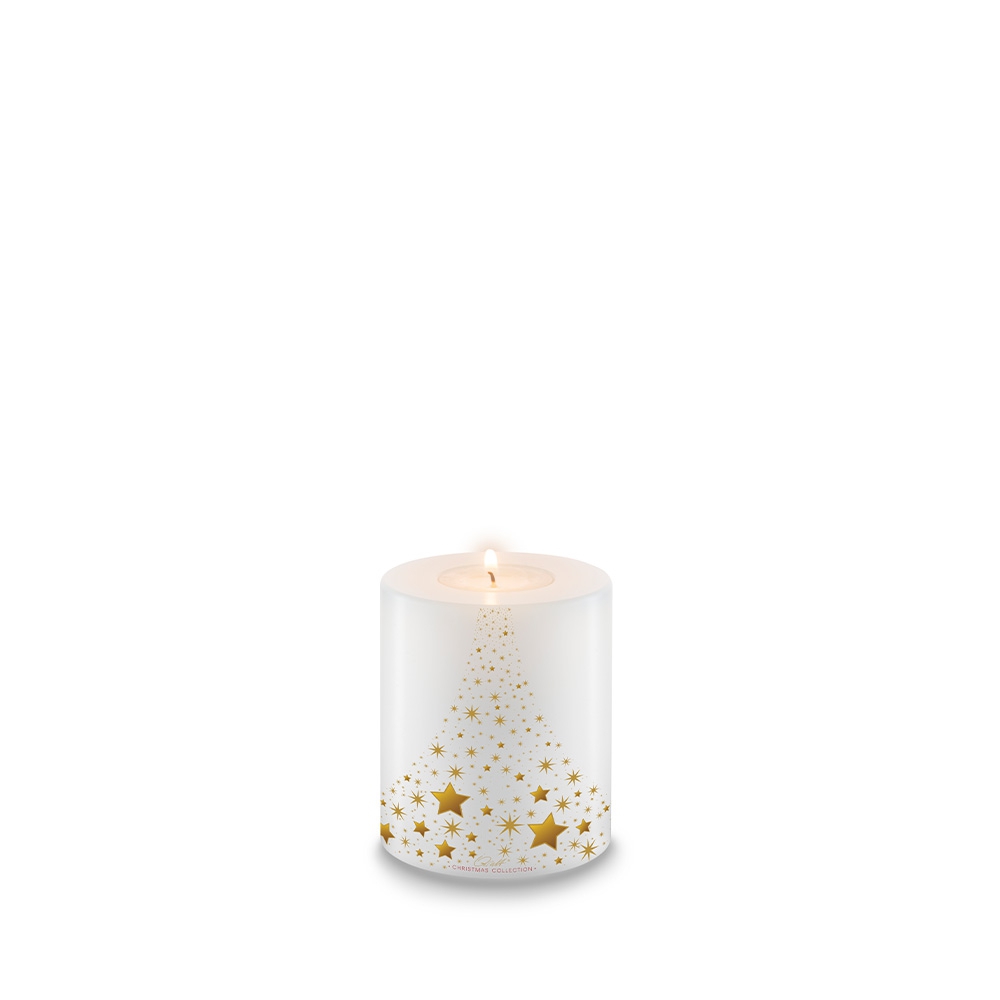 Qult Farluce Trend - Teelichthalter in Kerzenform - Christmas Collection - Starry River Gold