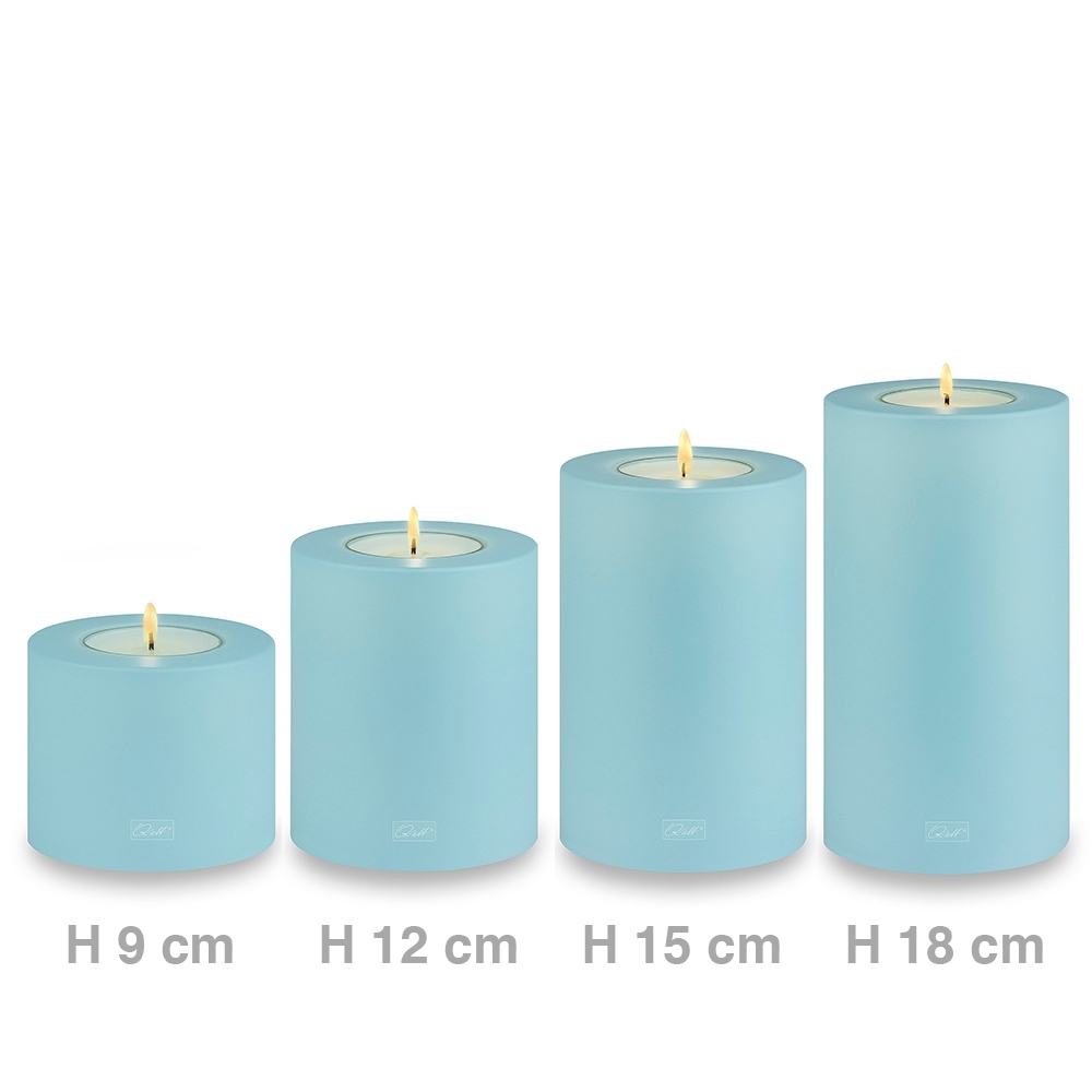 Qult Farluce Trend - Teelichthalter in Kerzenform - Clearwater - Ø 8 cm H 15 cm - 4er Set