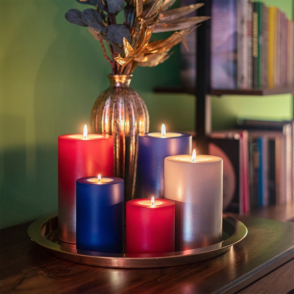 Qult Farluce Trend - Teelichthalter in Kerzenform - Levi - Merlot Red / Cream Gold