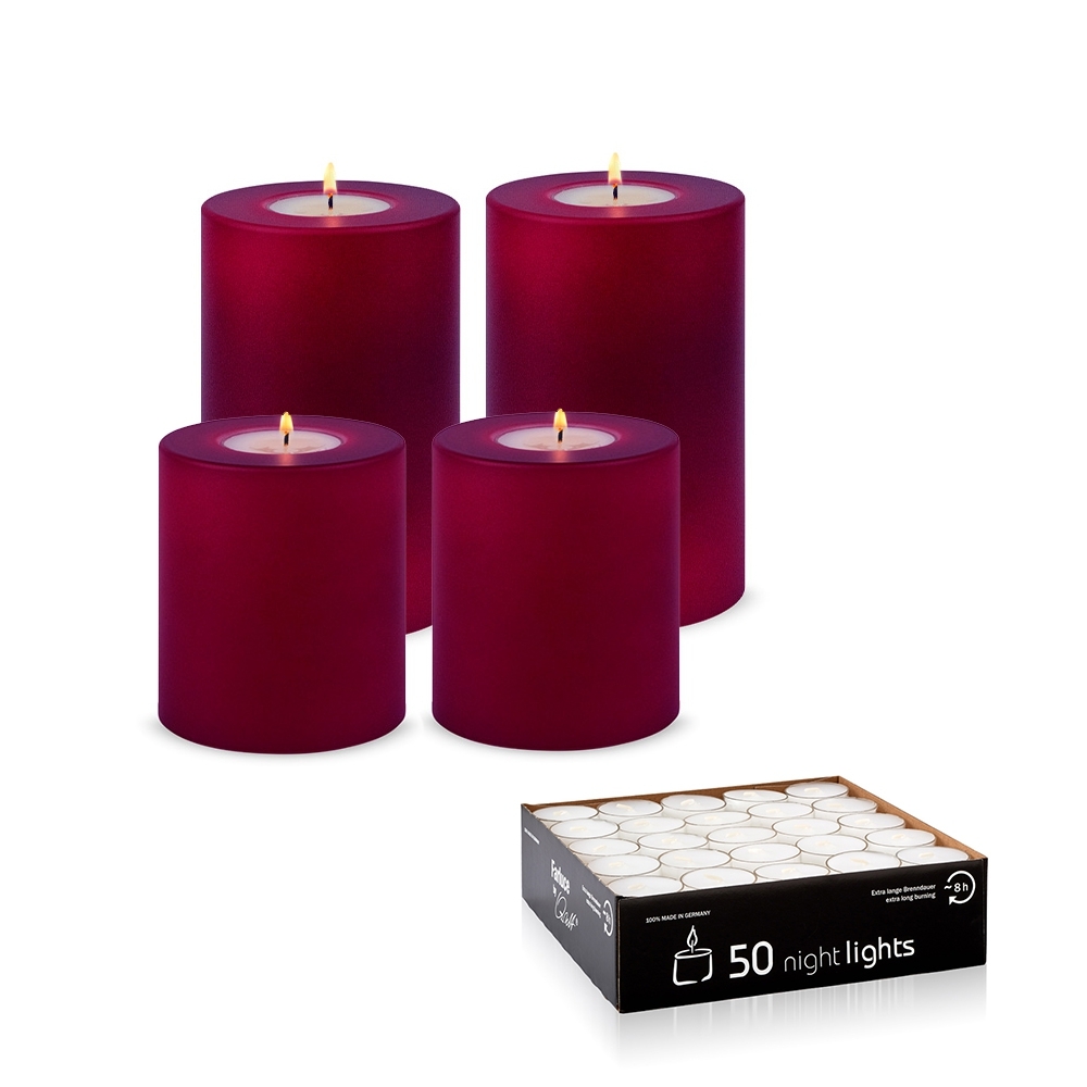 Qult Farluce Trend - Teelichthalter in Kerzenform - Merlot Red