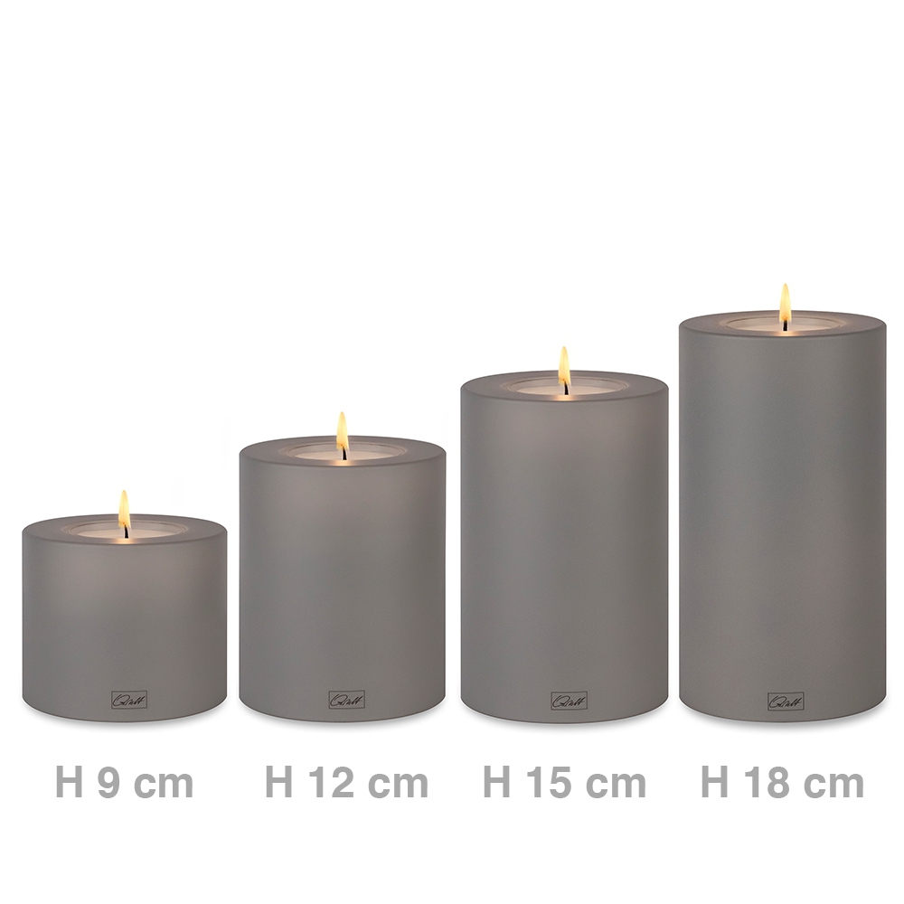 Qult Farluce Trend - Teelichthalter in Kerzenform - Steingrau - Ø 8 cm H 15 cm - 4er Set