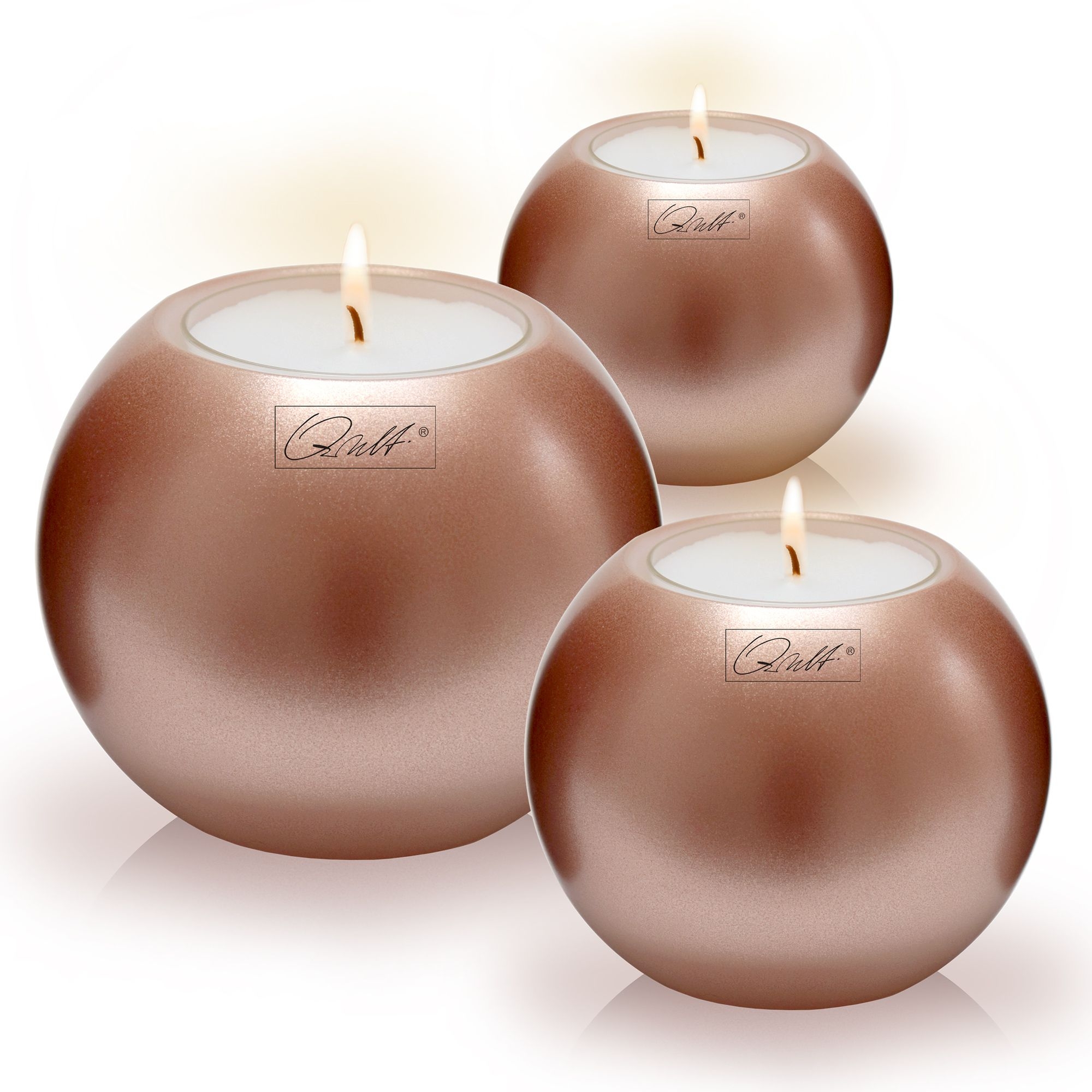 Qult Farluce Moon Metallic - Teelichthalter in Kerzenform Ø 8 cm - Rose Gold Qult Farluce Moon Metallic - Teelichthalter in Kerzenform Ø 8 cm - Rose Gold