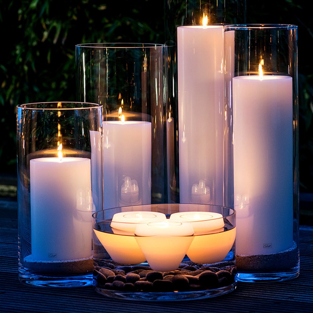 Qult Farluce Kerze - SWIM - Teelichthalter in Kerzenform - ∅ 10 x Höhe 8 cm