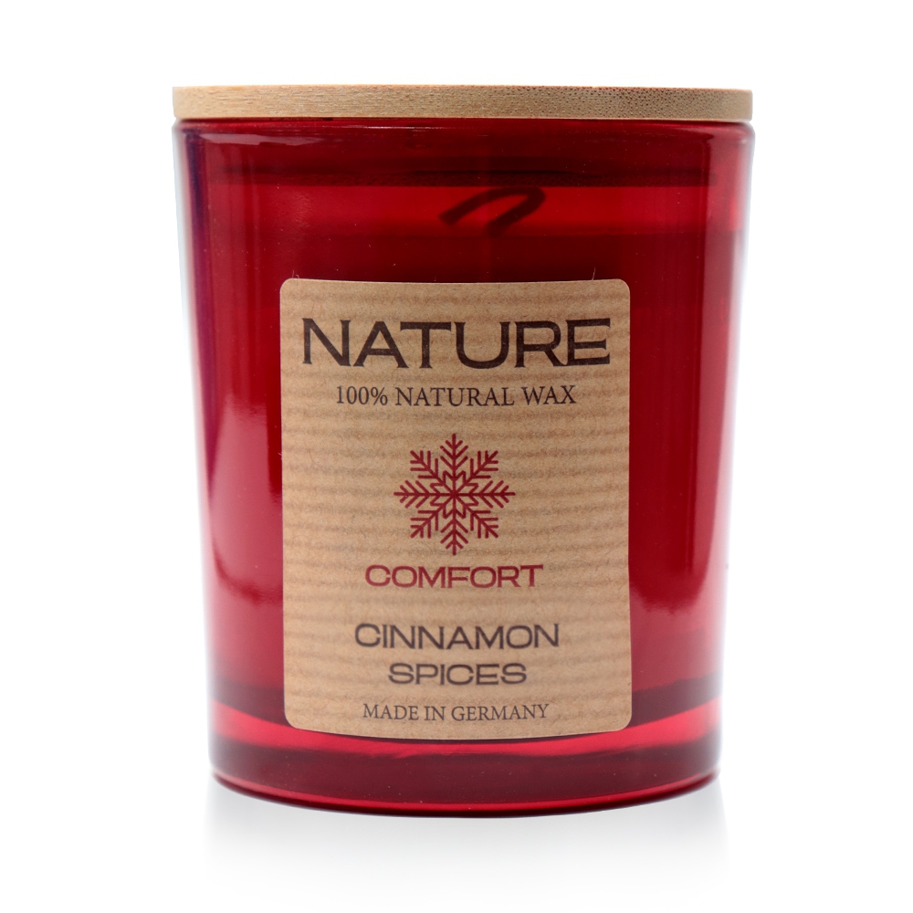 Qult Senses of Nature - COMFORT - Duftkerze im Glas inkl. Holzdeckel - Cinnamon Spices
