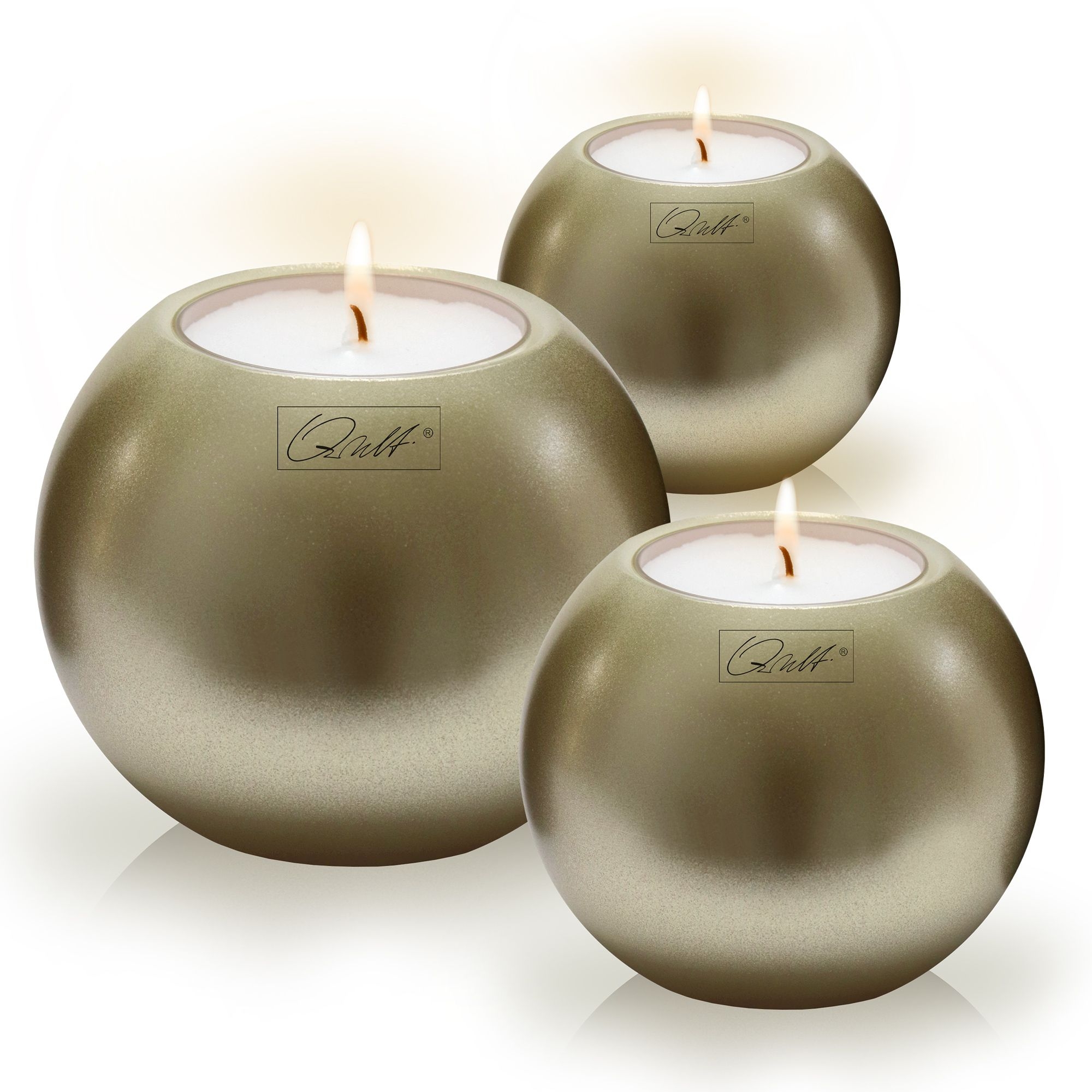 Qult Farluce Moon Metallic - Teelichthalter in Kerzenform Ø 8 cm - Creme Gold Qult Farluce Moon Metallic - Teelichthalter in Kerzenform Ø 8 cm - Creme Gold
