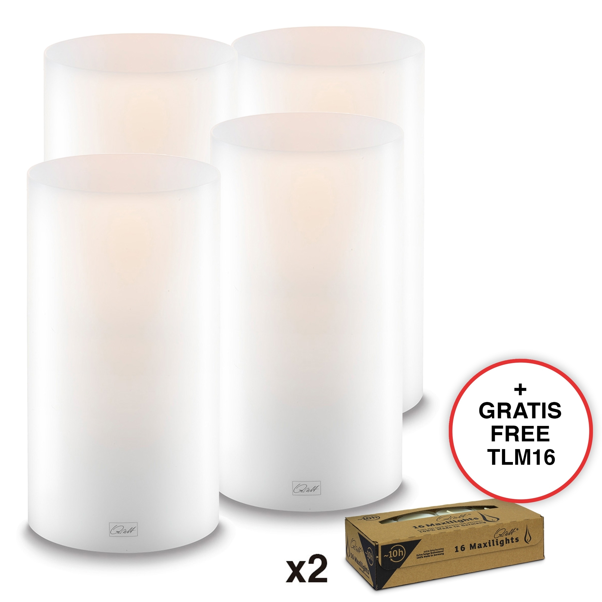 Qult Farluce Inside - Teelichthalter in Kerzenform - Ø 10 cm H 21 cm - 4er Set