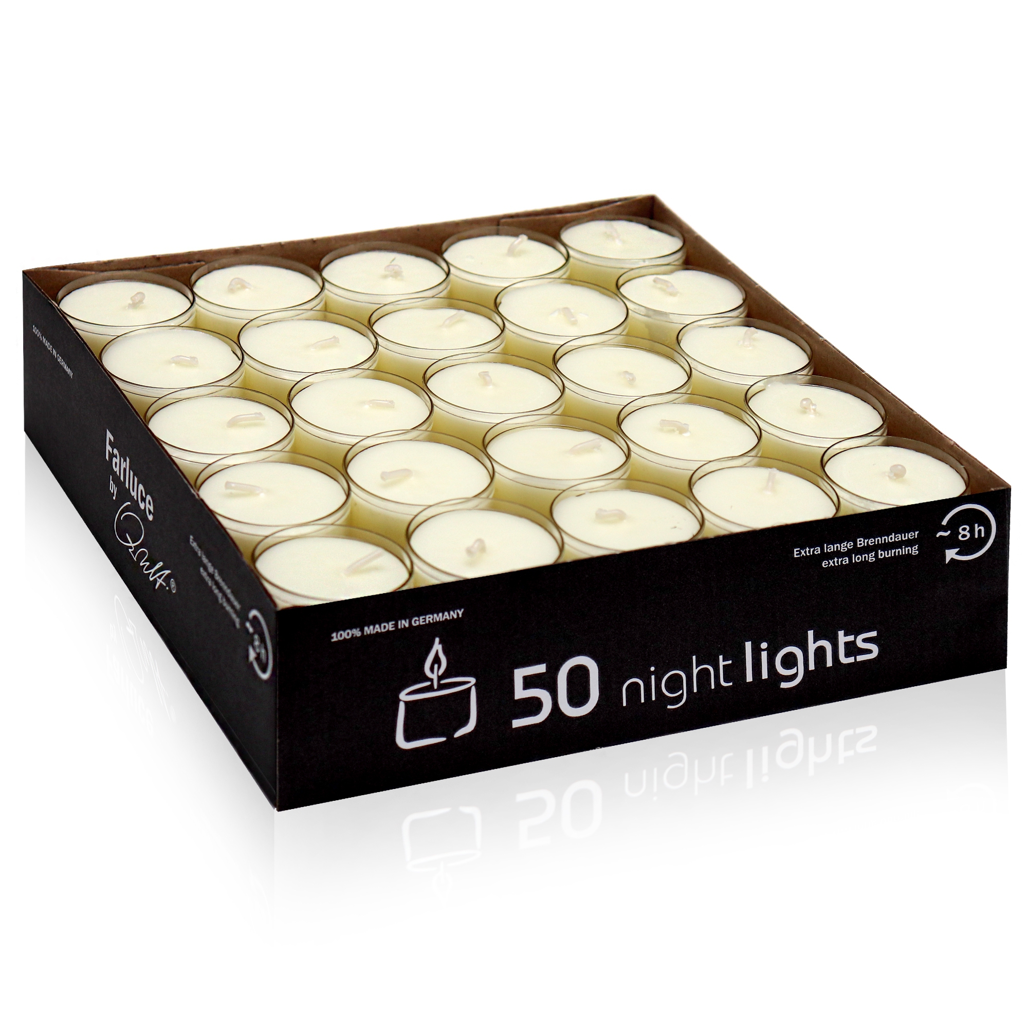 Qult Farluce Nightlights - 50 Teelichter Natur - Ø 38 x 25 mm