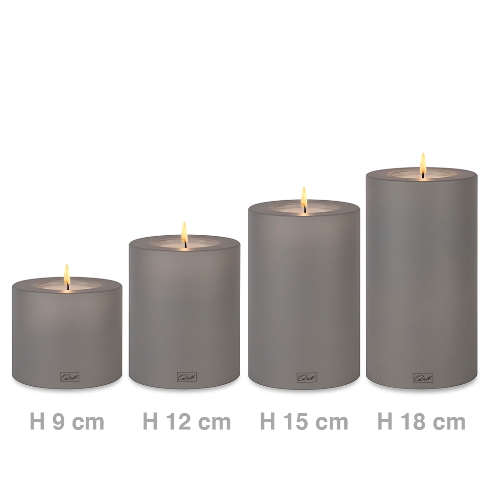 Qult Farluce Trend - Teelichthalter in Kerzenform - Steingrau - Ø 8 cm H 12 cm - 4er Set