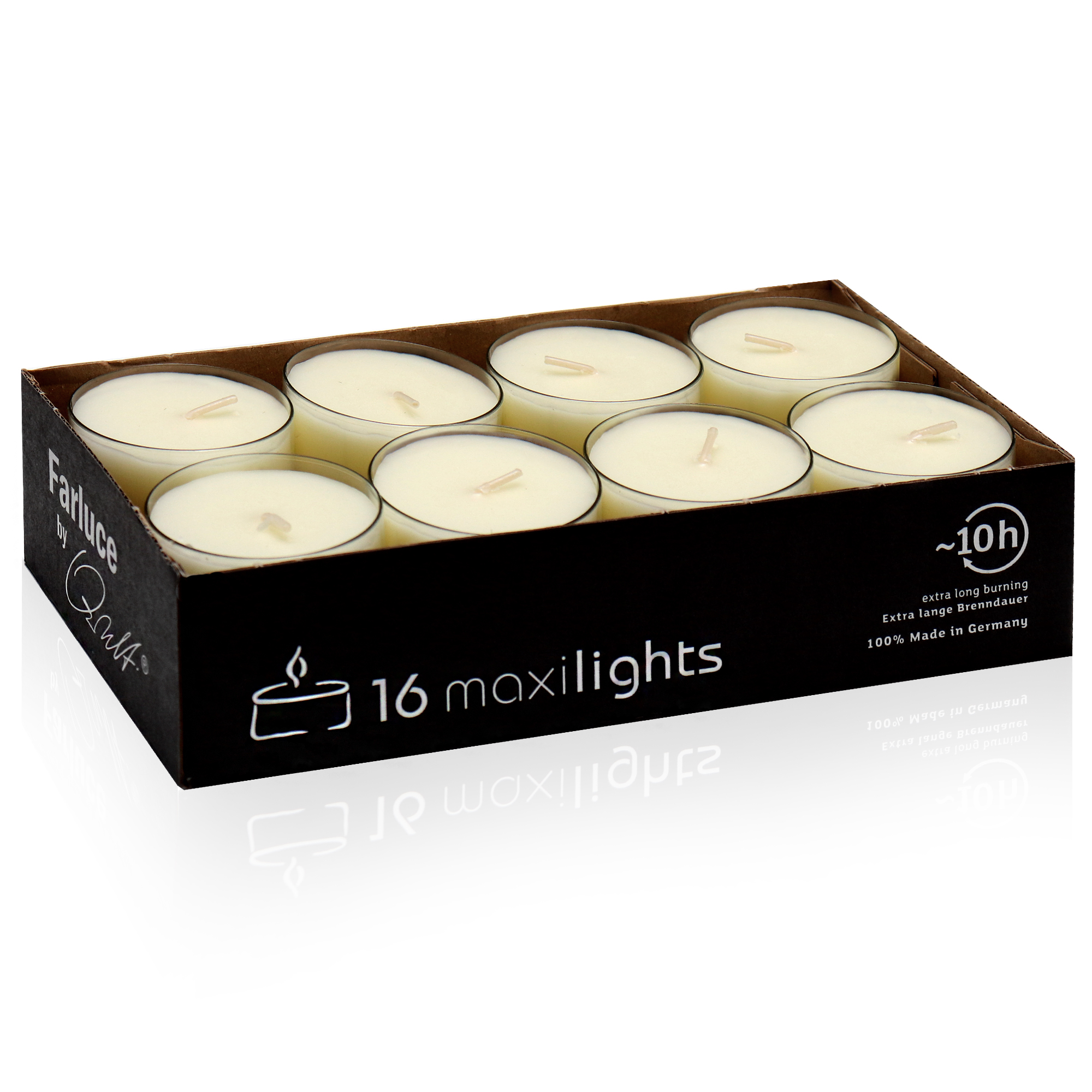 Qult Farluce Maxilights - 16 Teelichter - Natur - Ø 56 x 27 mm