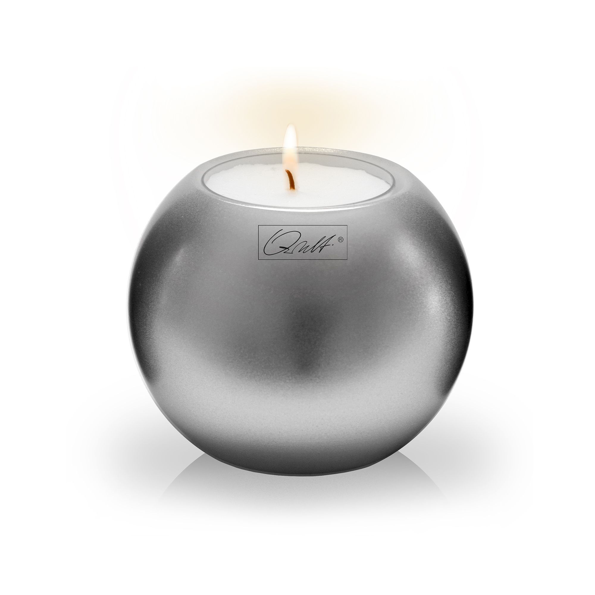 Qult Farluce Moon Metallic - Teelichthalter in Kerzenform Ø 8 cm - Silver Qult Farluce Moon Metallic - Teelichthalter in Kerzenform Ø 8 cm - Silver