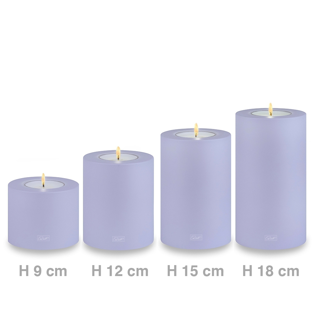 Qult Farluce Trend - Teelichthalter in Kerzenform - Lavender - Ø 8 cm H 9 + 12 + 15 + 18 cm - 4er Set