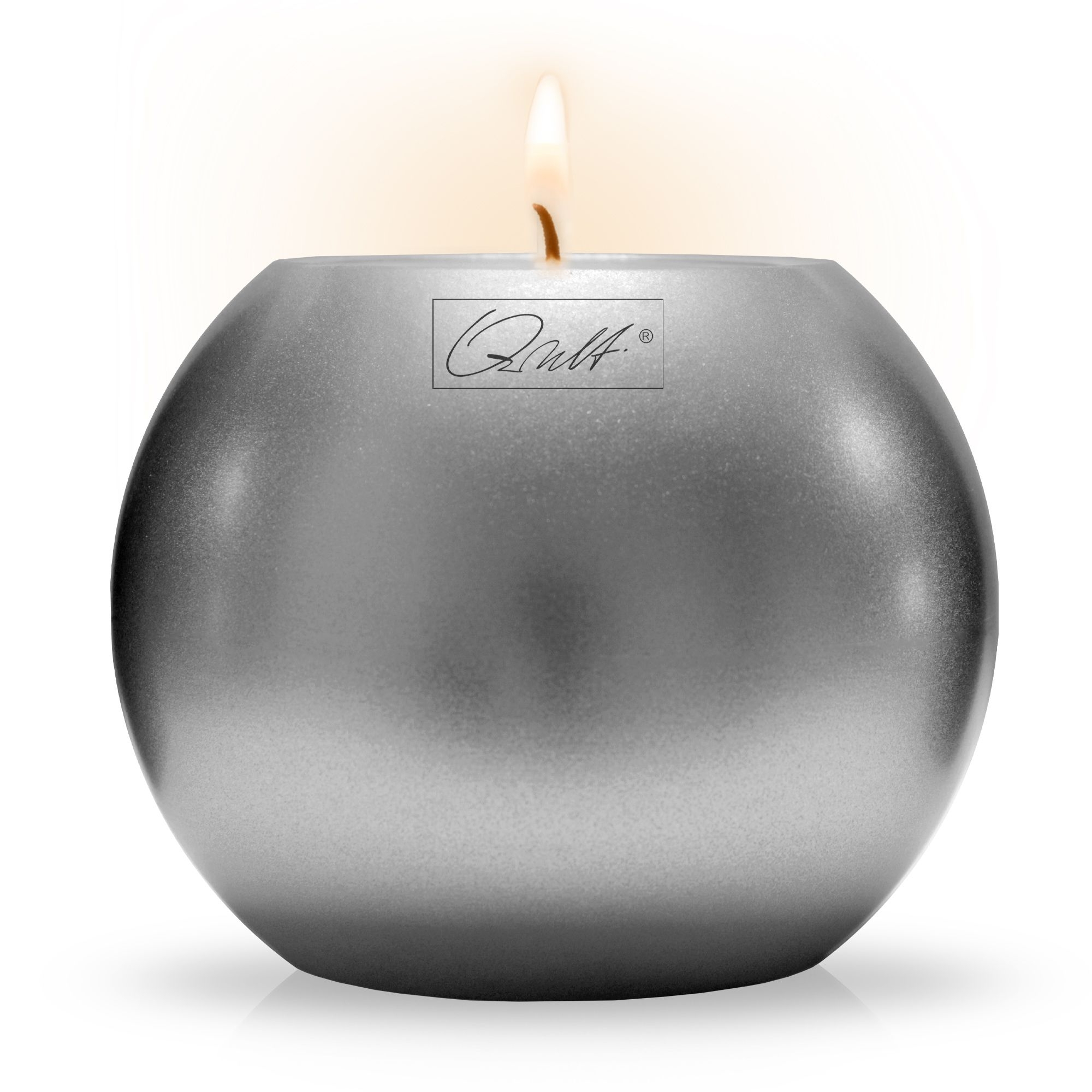 Qult Farluce Moon Metallic - Teelichthalter in Kerzenform Ø 12 cm - Silver