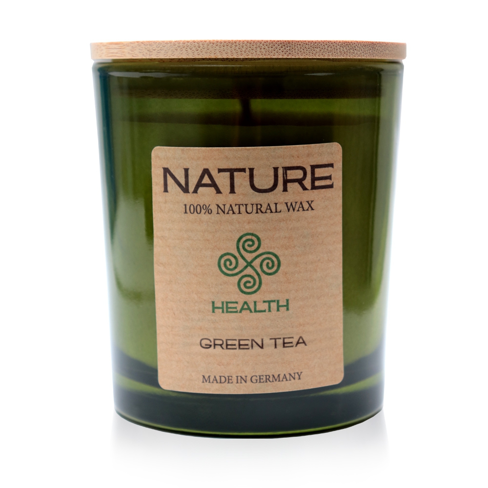 Qult Senses of Nature - HEALTH - Duftkerze im Glas inkl. Holzdeckel - Green Tea