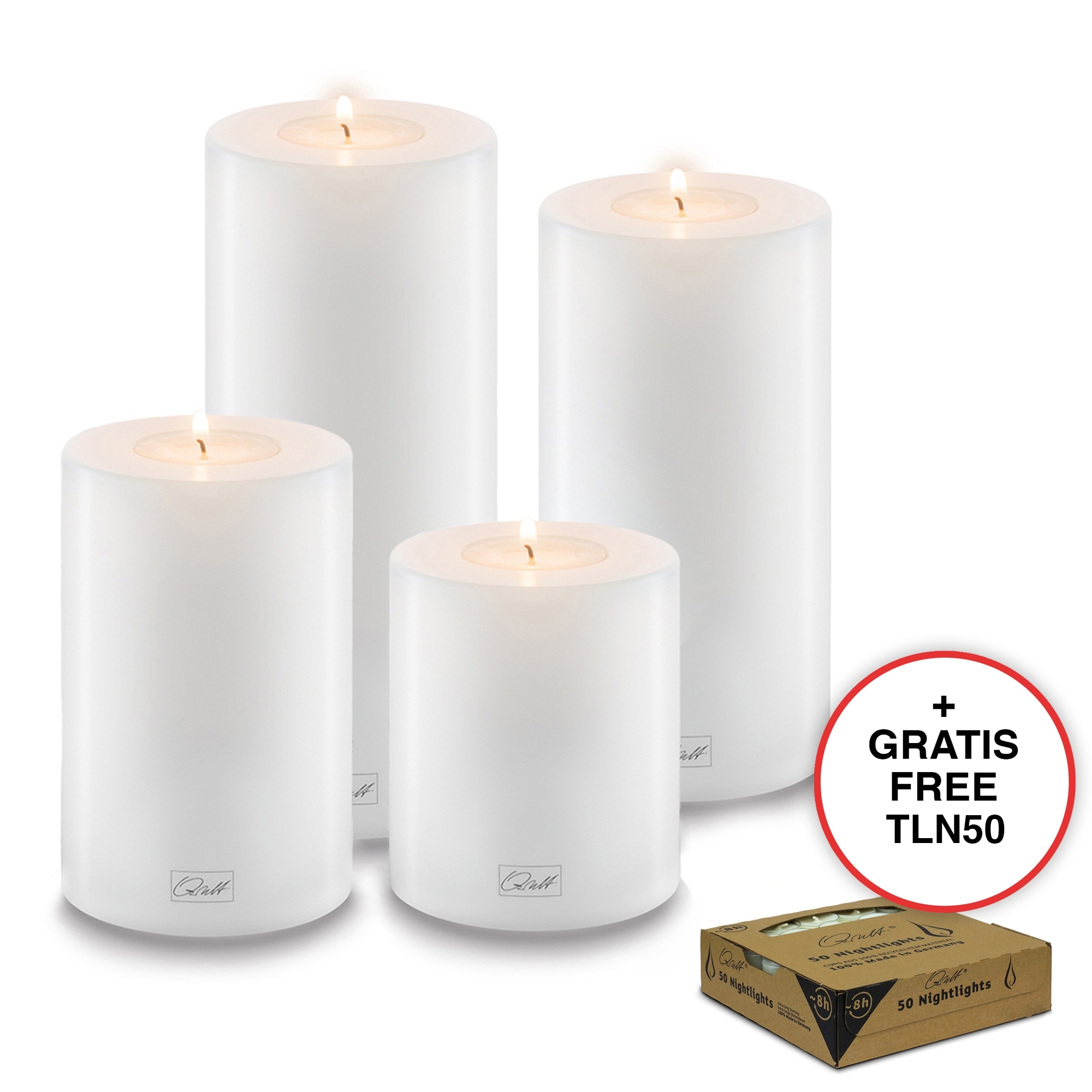 Qult Farluce Trend - Teelichthalter in Kerzenform weiß Ø 8 cm - 4er Set