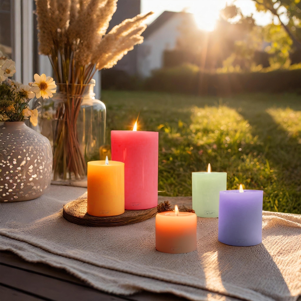 Qult Farluce Trend - Teelichthalter in Kerzenform - Schwarz - Ø 10 cm H 15 cm + 2 x TLM16 - 4er Set