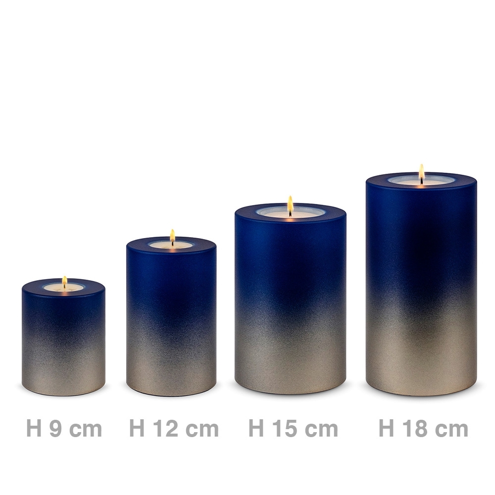 Qult Farluce Trend - Teelichthalter in Kerzenform - Levi - Nightblue / Cream Gold