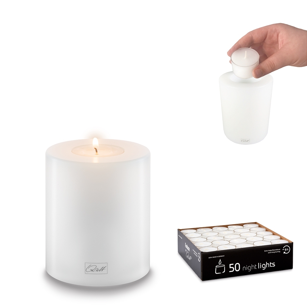 Qult Farluce Trend - Teelichthalter in Kerzenform weiß Ø 8 cm