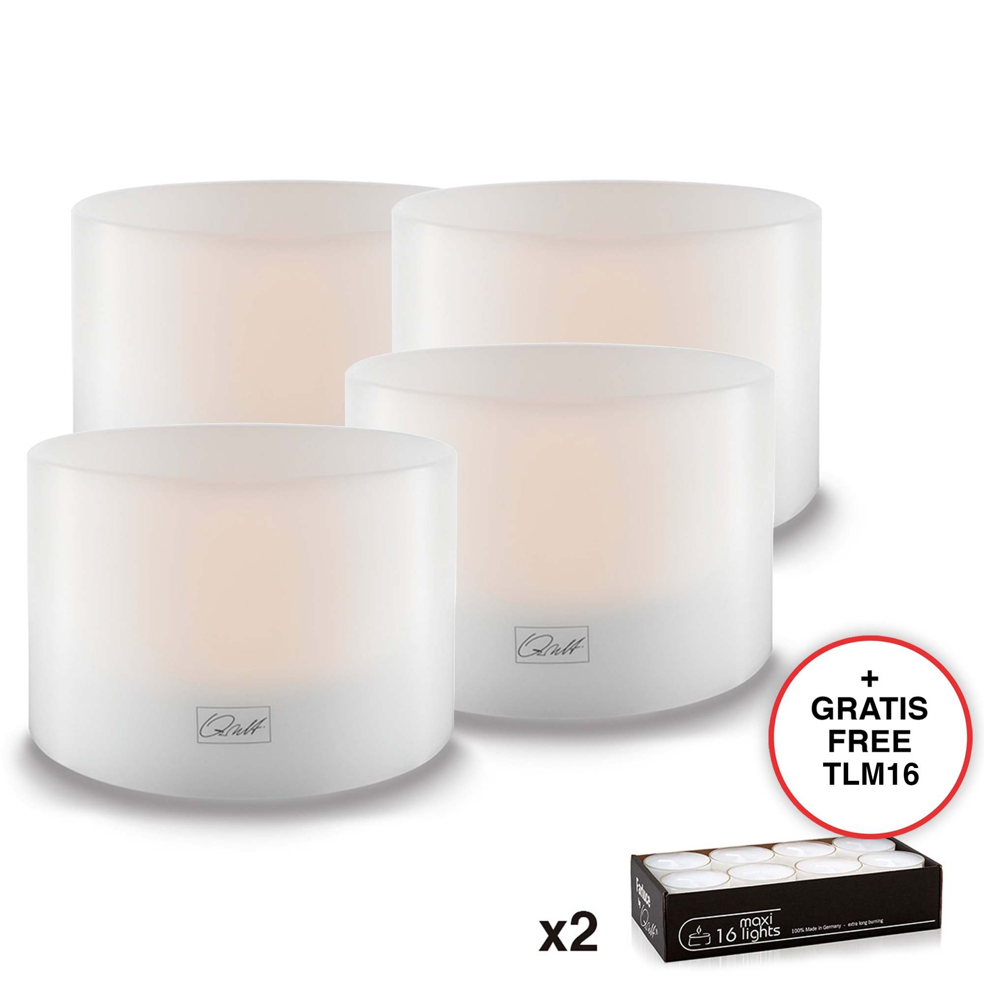 Qult Farluce Inside - Teelichthalter in Kerzenform weiß - Ø 12 cm H 10 cm - 4er Set