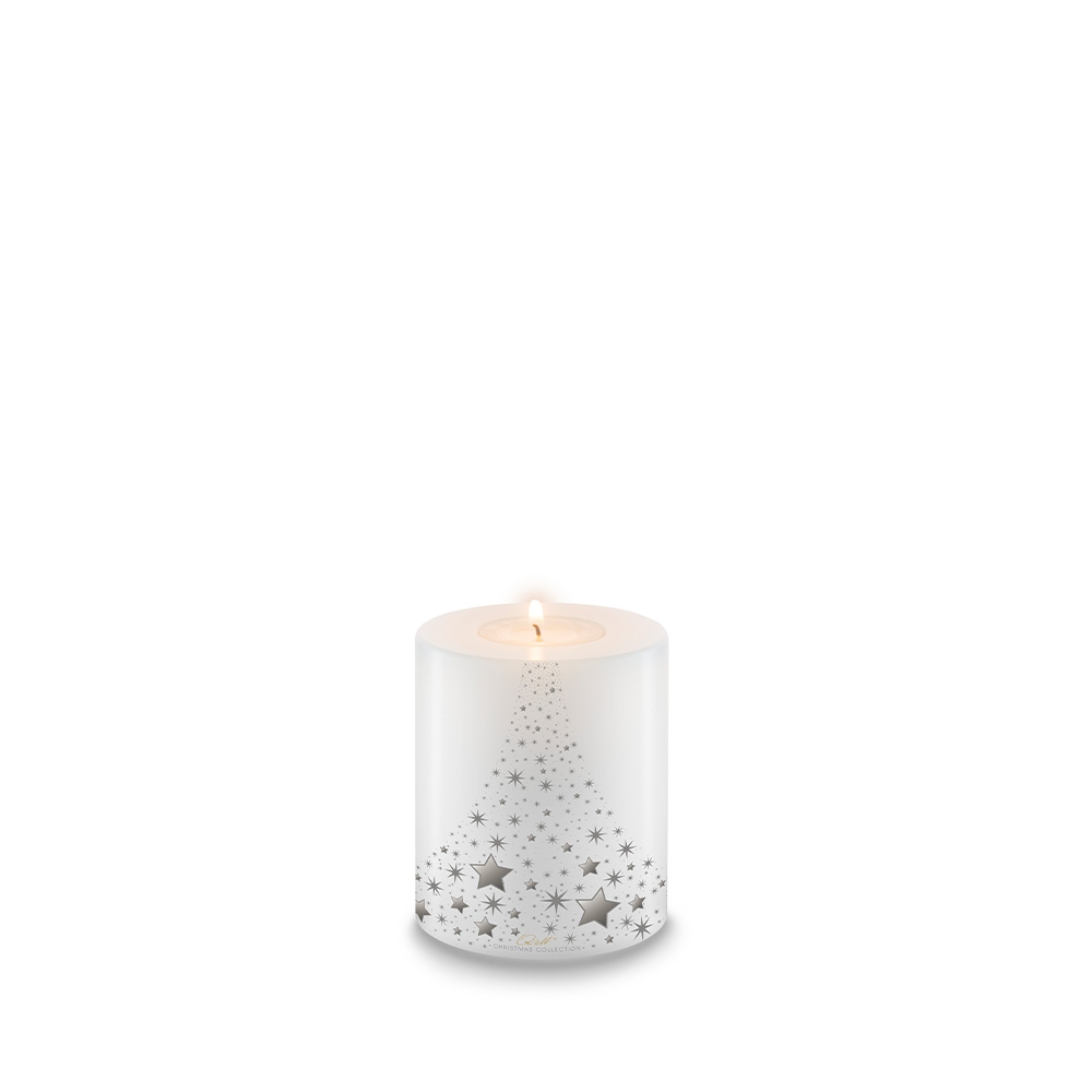 Qult Farluce Trend - Teelichthalter in Kerzenform - Christmas Collection - Starry River Silber