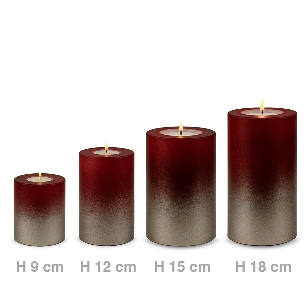 Qult Farluce Trend - Teelichthalter in Kerzenform - Levi - Merlot Red / Cream Gold