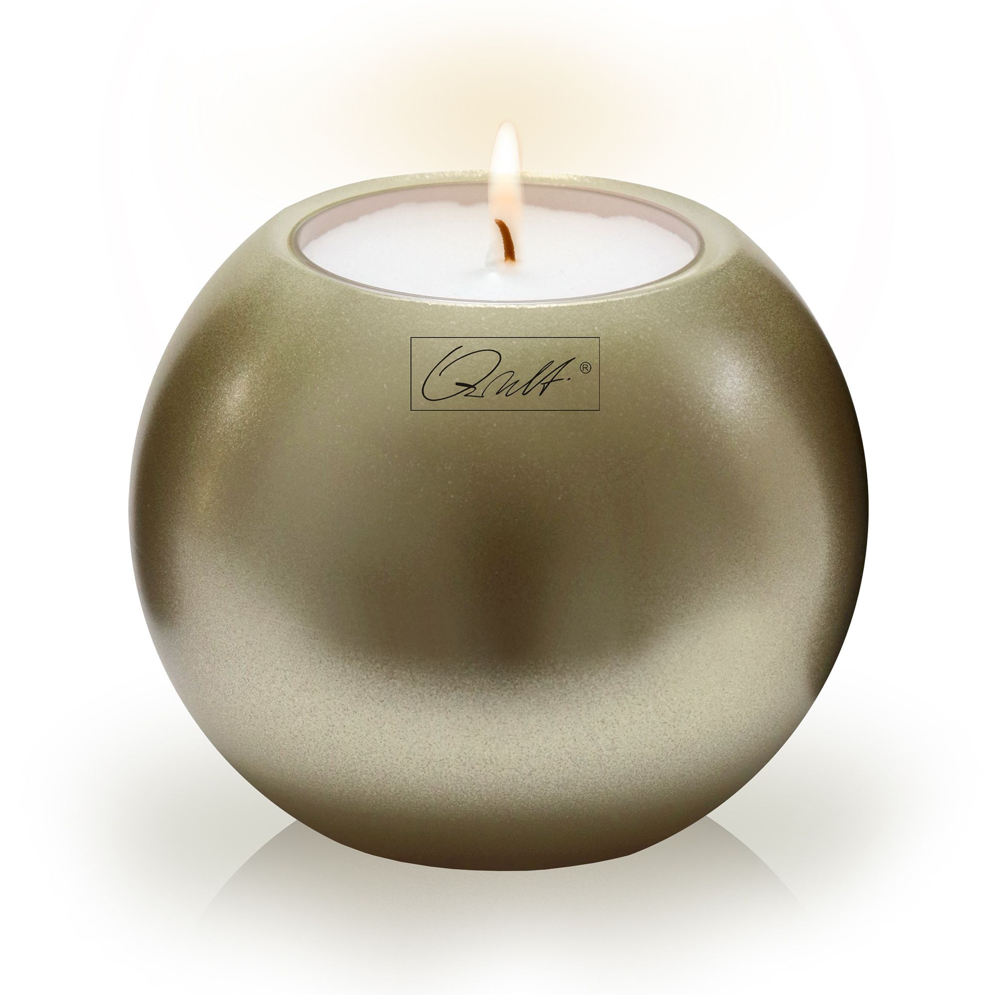 Qult Farluce Moon Metallic - Teelichthalter in Kerzenform Ø 12 cm - Creme Gold