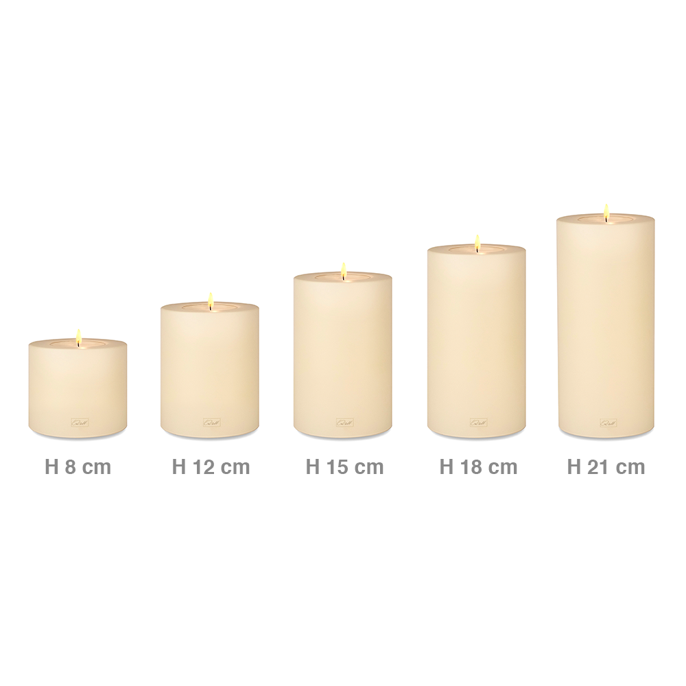 Qult Farluce Trend - Teelichthalter in Kerzenform - Vanille - Ø 10 cm H 8 + 12 + 15 + 18 cm - 4er Set