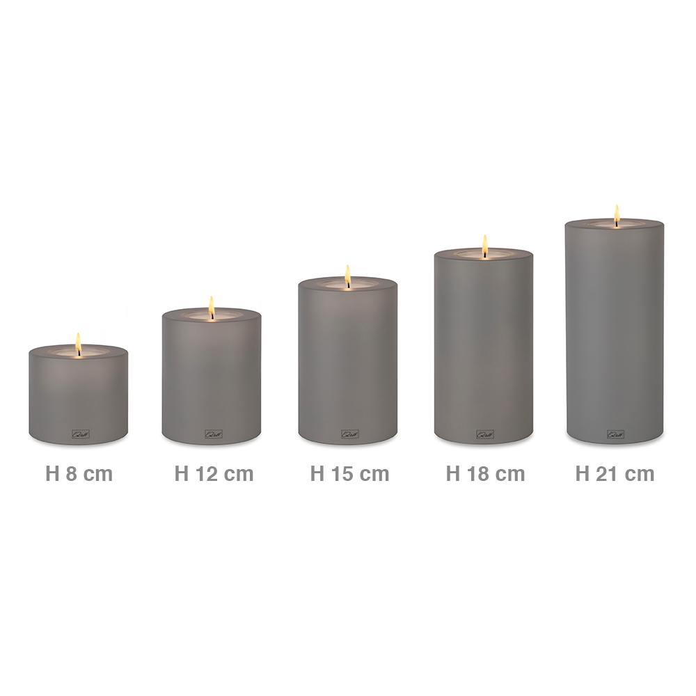 Qult Farluce Trend - Teelichthalter in Kerzenform - Steingrau - Ø 10 cm H 15 cm - 4er Set