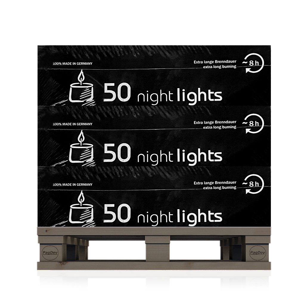 Qult Farluce Nightlights - 1 Palette mit 360 Verp. a 50 Teelichter - Ø 38 x 25 mm
