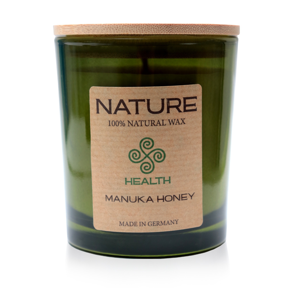 Qult Senses of Nature - HEALTH - Duftkerze im Glas inkl. Holzdeckel - Manuka Honey
