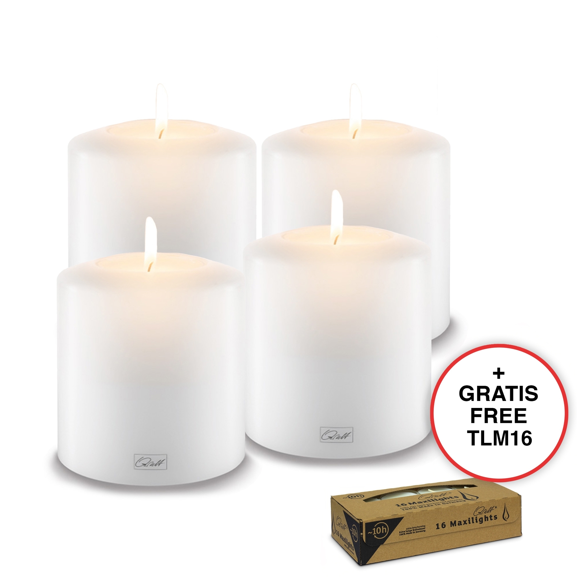 Qult Farluce Classic - Teelichthalter in Kerzenform - Ø 10 cm H 12 cm - 4er Set