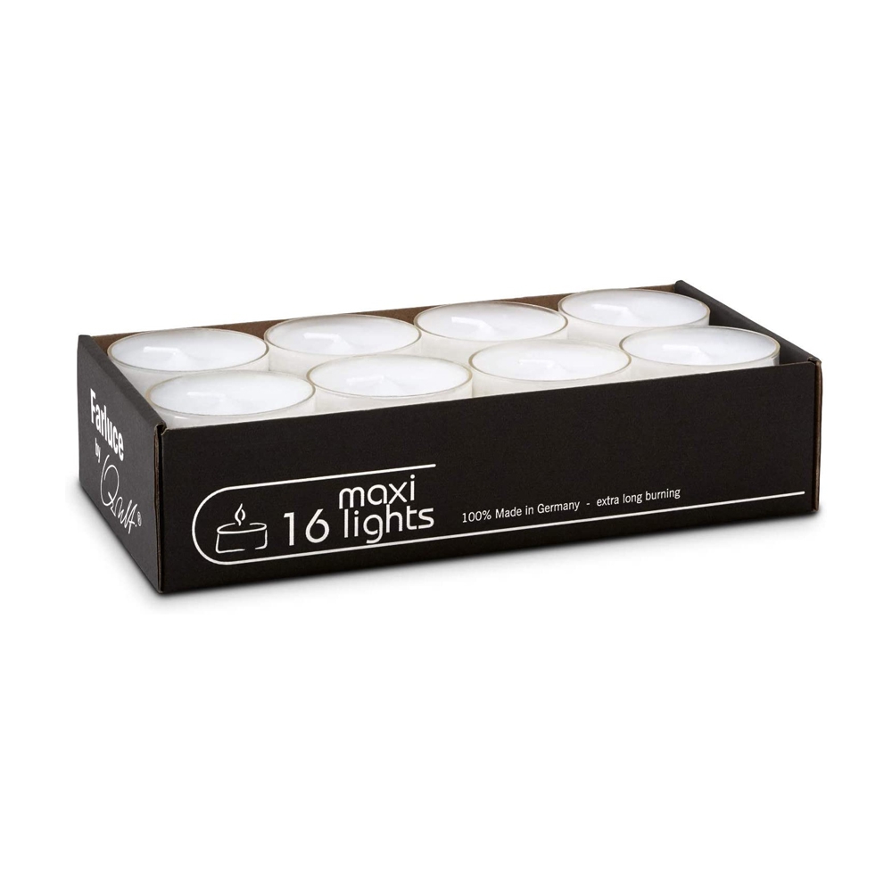 Qult Farluce Trend - Teelichthalter in Kerzenform - Vanille - Ø 10 cm H 18 cm + 2 x TLM16 - 4er Set