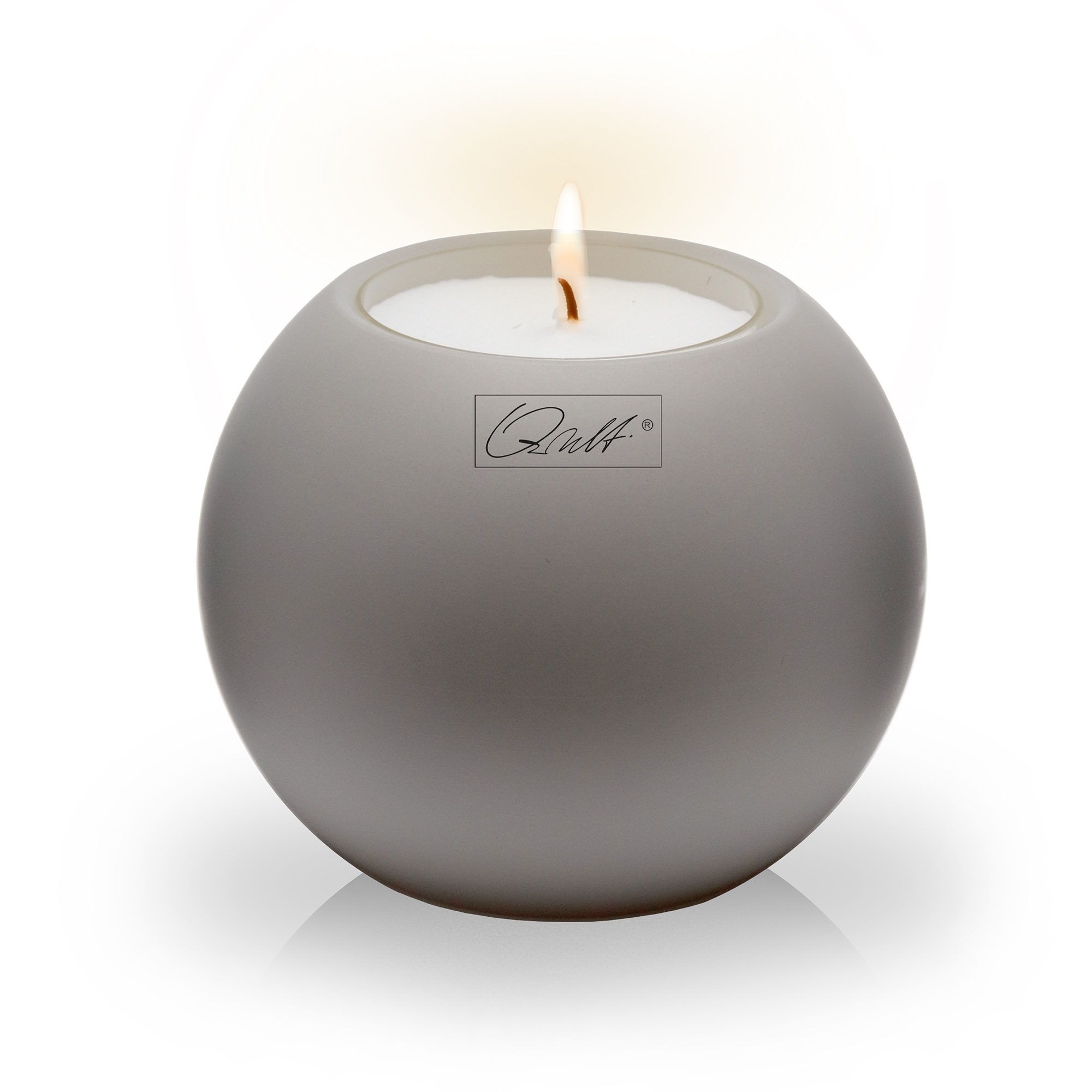 Qult Farluce Moon Matt - Teelichthalter in Kerzenform Ø 10 cm - Stone Grey