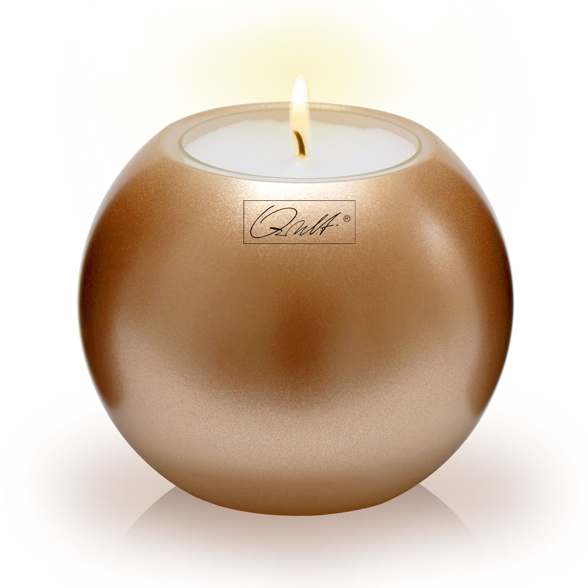 Qult Farluce Moon Metallic - Teelichthalter in Kerzenform Ø 12 cm - Kupfer