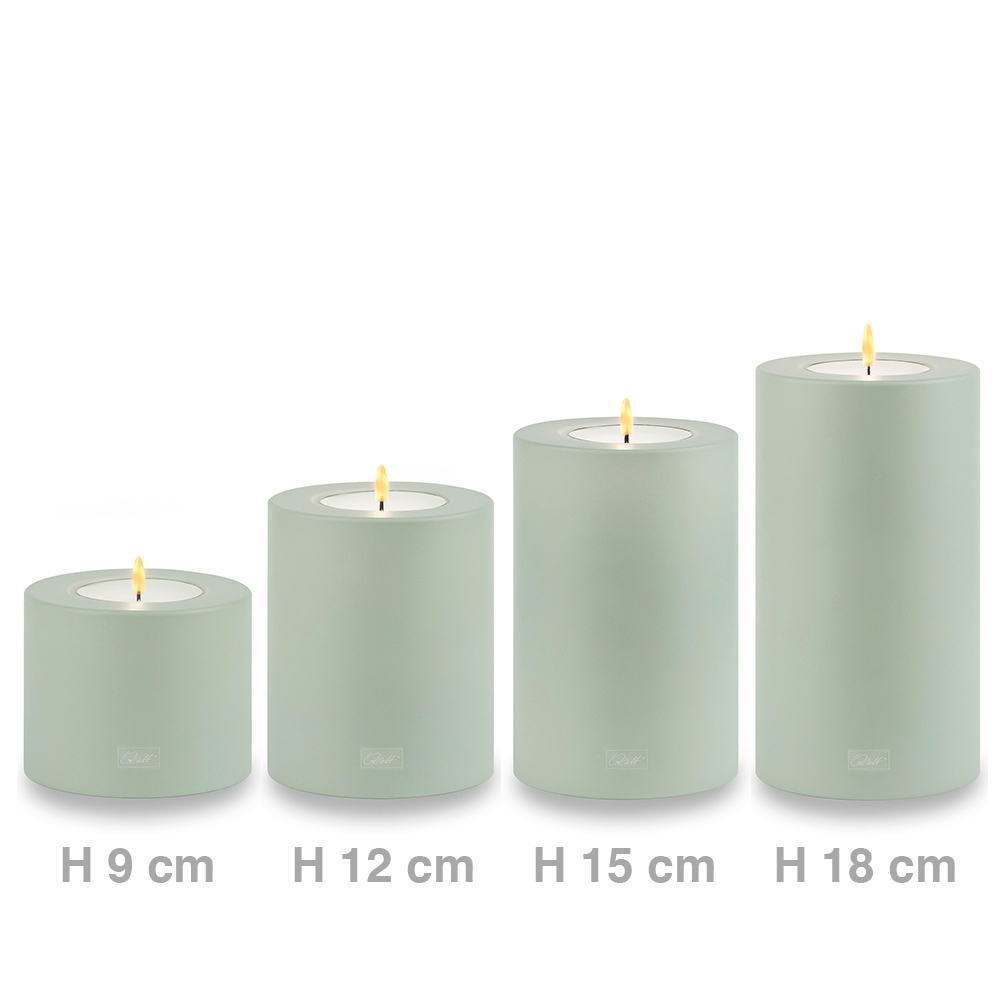 Qult Farluce Trend - Teelichthalter in Kerzenform - Desert Sage - Ø 8 cm H 15 cm - 4er Set