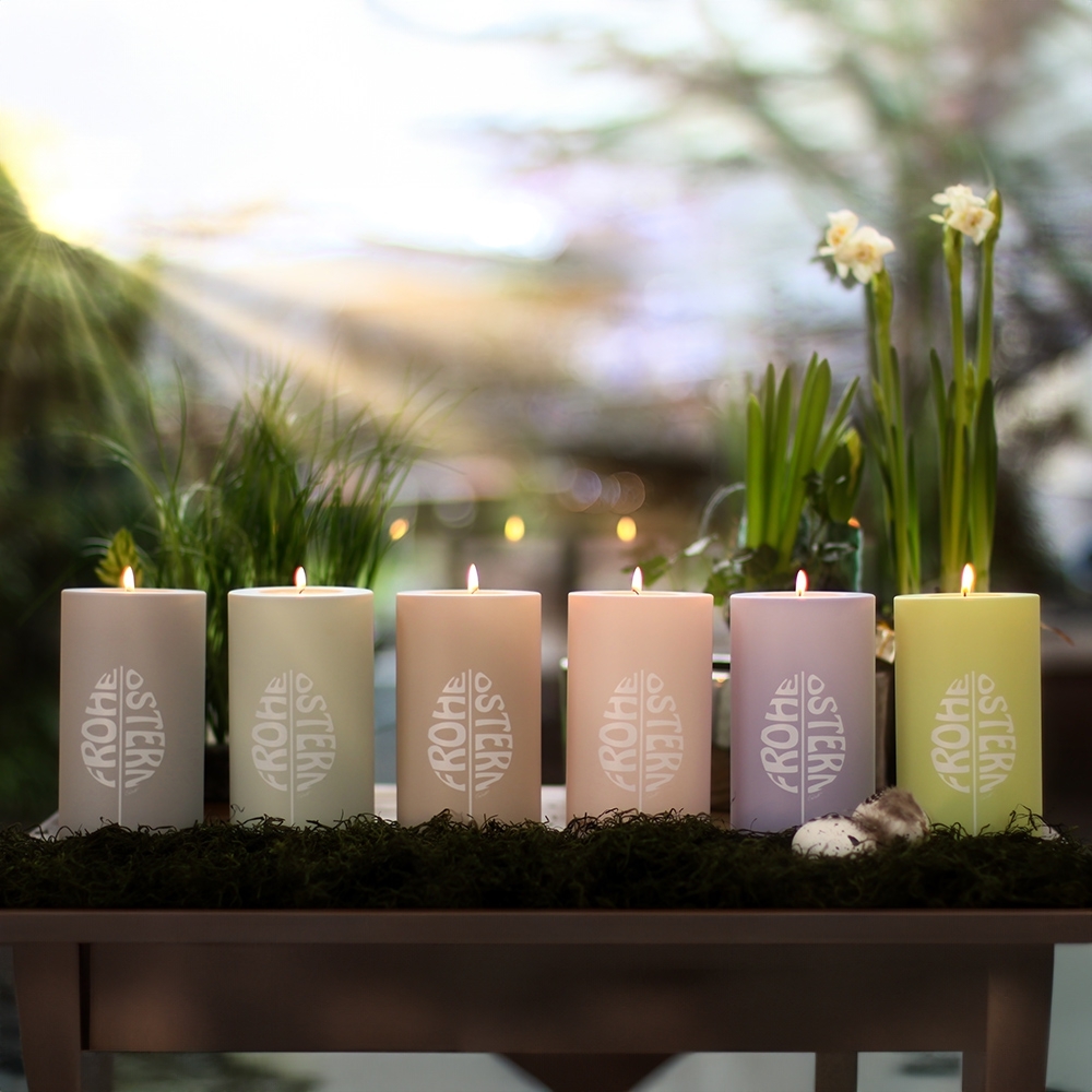 Qult Farluce Trend - Teelichthalter in Kerzenform - Rosé "Frohe Ostern" Qult Farluce Trend - Teelichthalter in Kerzenform - Rosé "Frohe Ostern"