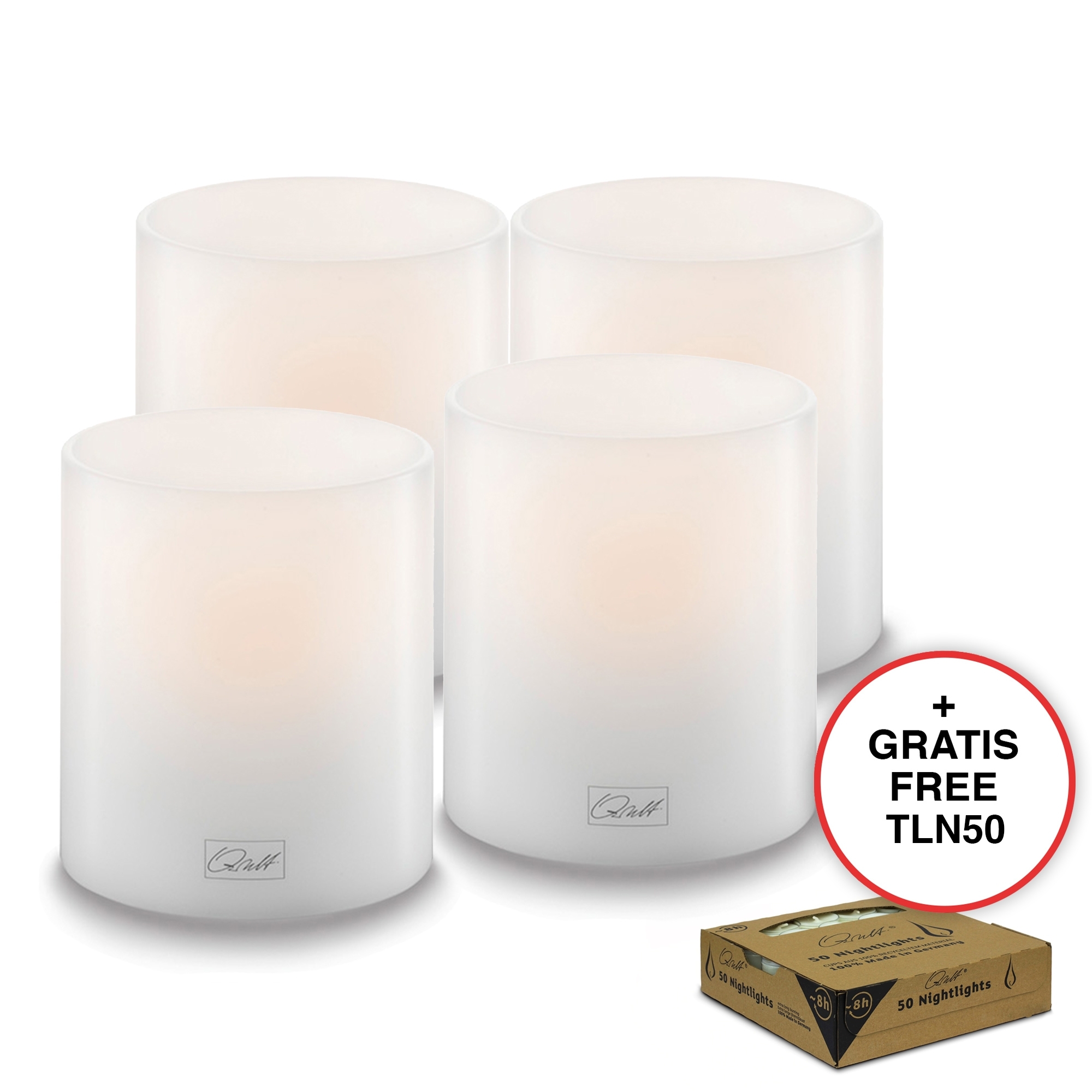 Qult Farluce Inside - Teelichthalter in Kerzenform - Ø 8 cm H 9 cm - 4er Set Qult Farluce Inside - Teelichthalter in Kerzenform - Ø 8 cm H 9 cm - 4er Set